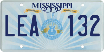 MS license plate LEA132