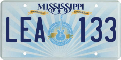 MS license plate LEA133
