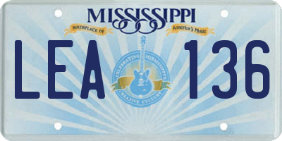 MS license plate LEA136