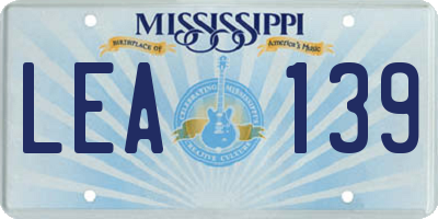 MS license plate LEA139