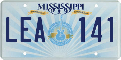 MS license plate LEA141