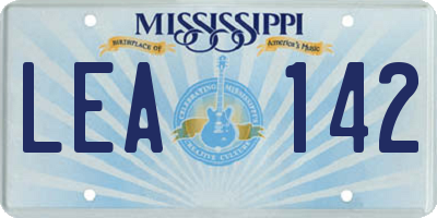 MS license plate LEA142