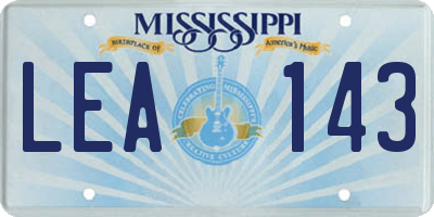 MS license plate LEA143