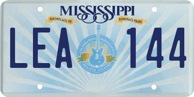 MS license plate LEA144