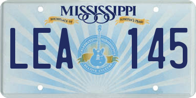 MS license plate LEA145
