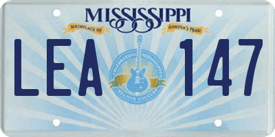 MS license plate LEA147