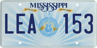 MS license plate LEA153