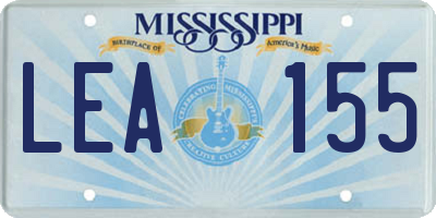 MS license plate LEA155