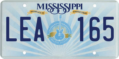 MS license plate LEA165
