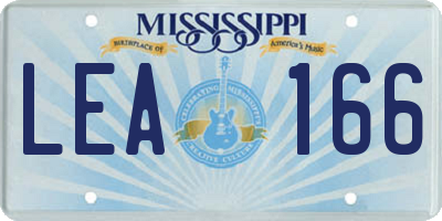 MS license plate LEA166