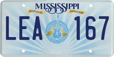 MS license plate LEA167