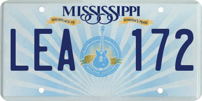 MS license plate LEA172
