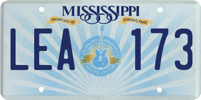 MS license plate LEA173