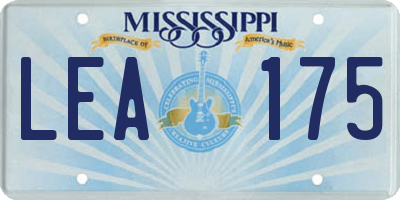 MS license plate LEA175