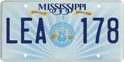 MS license plate LEA178