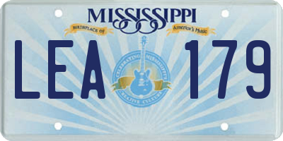MS license plate LEA179