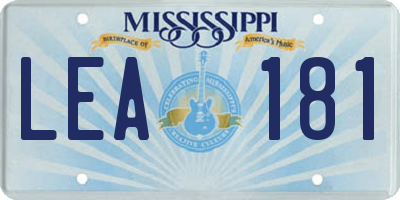 MS license plate LEA181