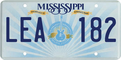 MS license plate LEA182