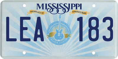 MS license plate LEA183