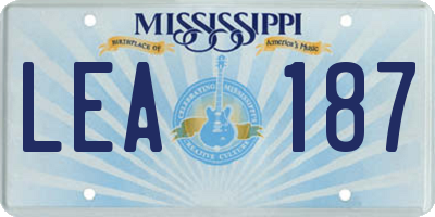 MS license plate LEA187