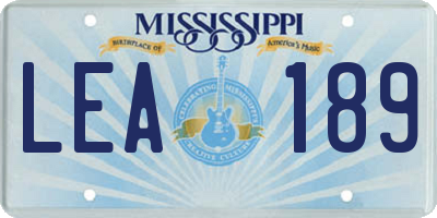 MS license plate LEA189