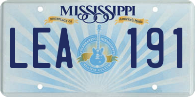 MS license plate LEA191