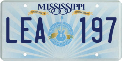 MS license plate LEA197