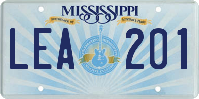 MS license plate LEA201