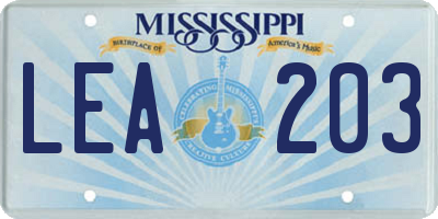 MS license plate LEA203