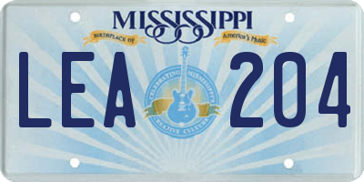 MS license plate LEA204
