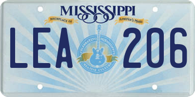 MS license plate LEA206
