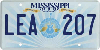 MS license plate LEA207