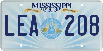 MS license plate LEA208