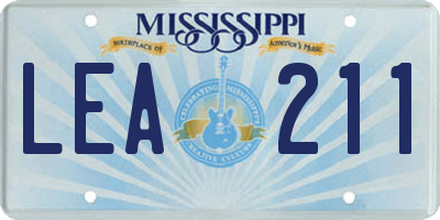 MS license plate LEA211