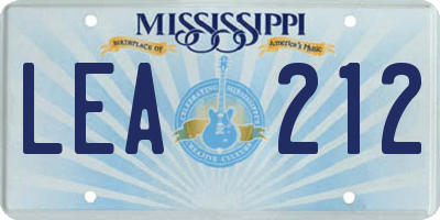 MS license plate LEA212