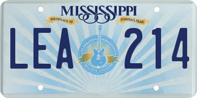 MS license plate LEA214