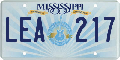 MS license plate LEA217
