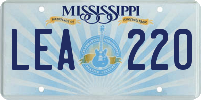 MS license plate LEA220