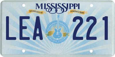 MS license plate LEA221