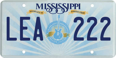 MS license plate LEA222