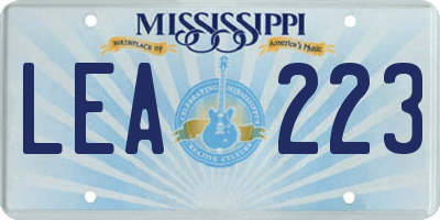 MS license plate LEA223