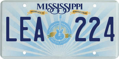 MS license plate LEA224