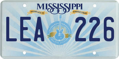 MS license plate LEA226