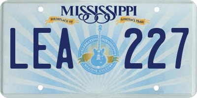 MS license plate LEA227