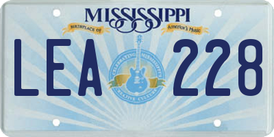 MS license plate LEA228