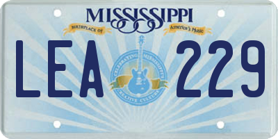 MS license plate LEA229