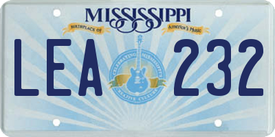 MS license plate LEA232