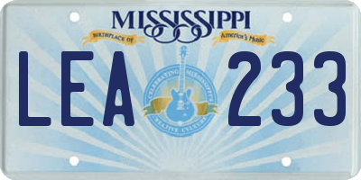 MS license plate LEA233