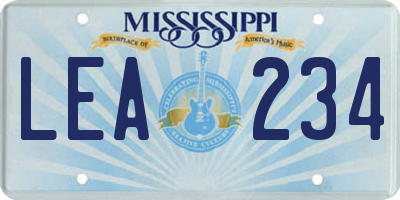 MS license plate LEA234