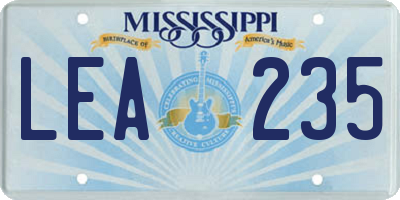 MS license plate LEA235